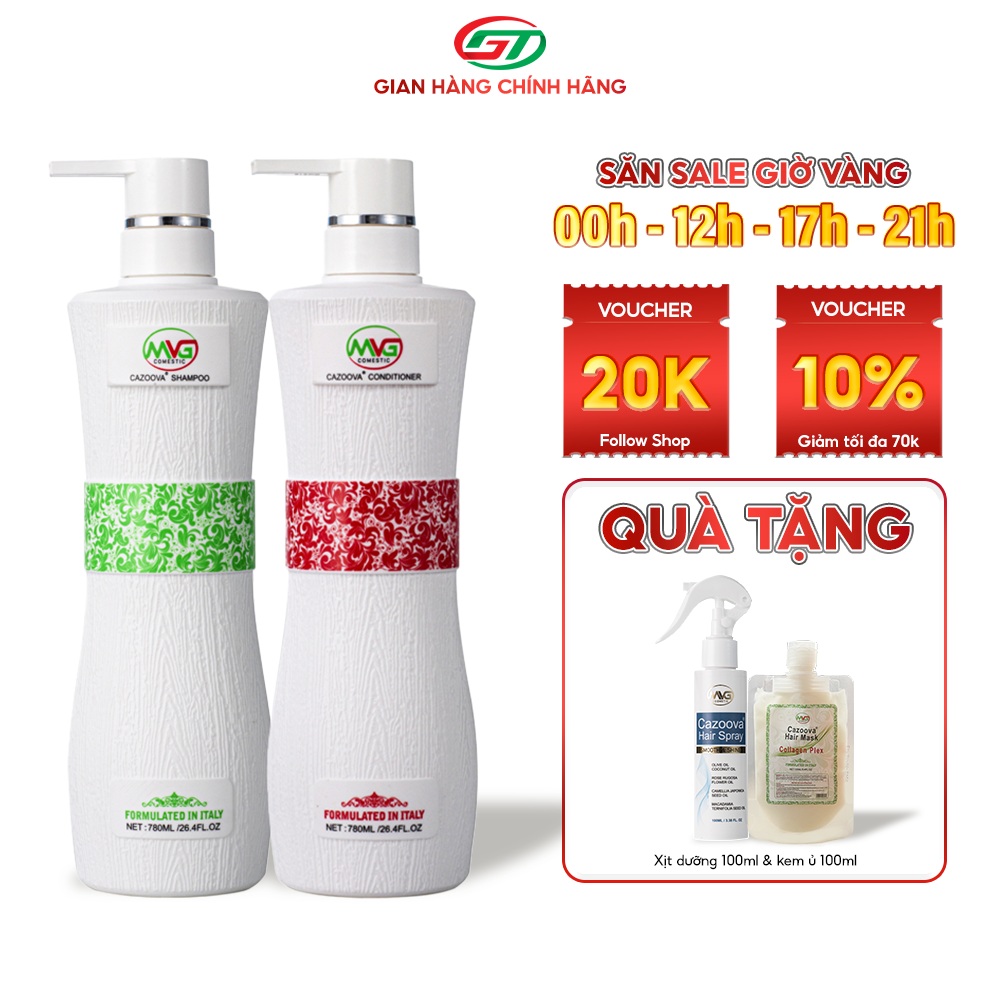 Dầu Gội Cặp Cazoova hỗ trợ làm sạch sâu, dưỡng tóc mềm mượt, phục hồi tóc hư tổn 500ml &amp; 780ml