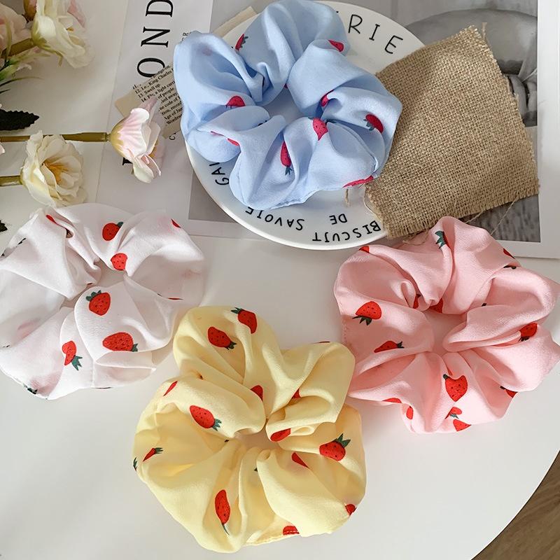 Scrunchies buộc tóc nhiều họa tiết; họa tiết trái cây nữ tính thanh lịch PK707-PK708