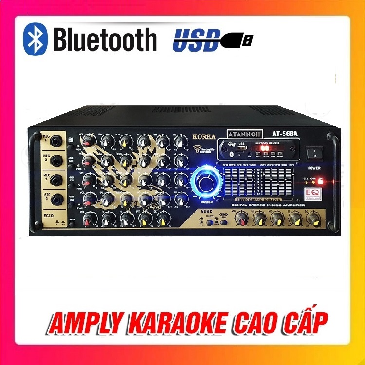 Ampli Bluetooth Karaoke ATANNOII AT-568A - Amply 12 sò lớn - Công suất 600w - Hàng chính hãng