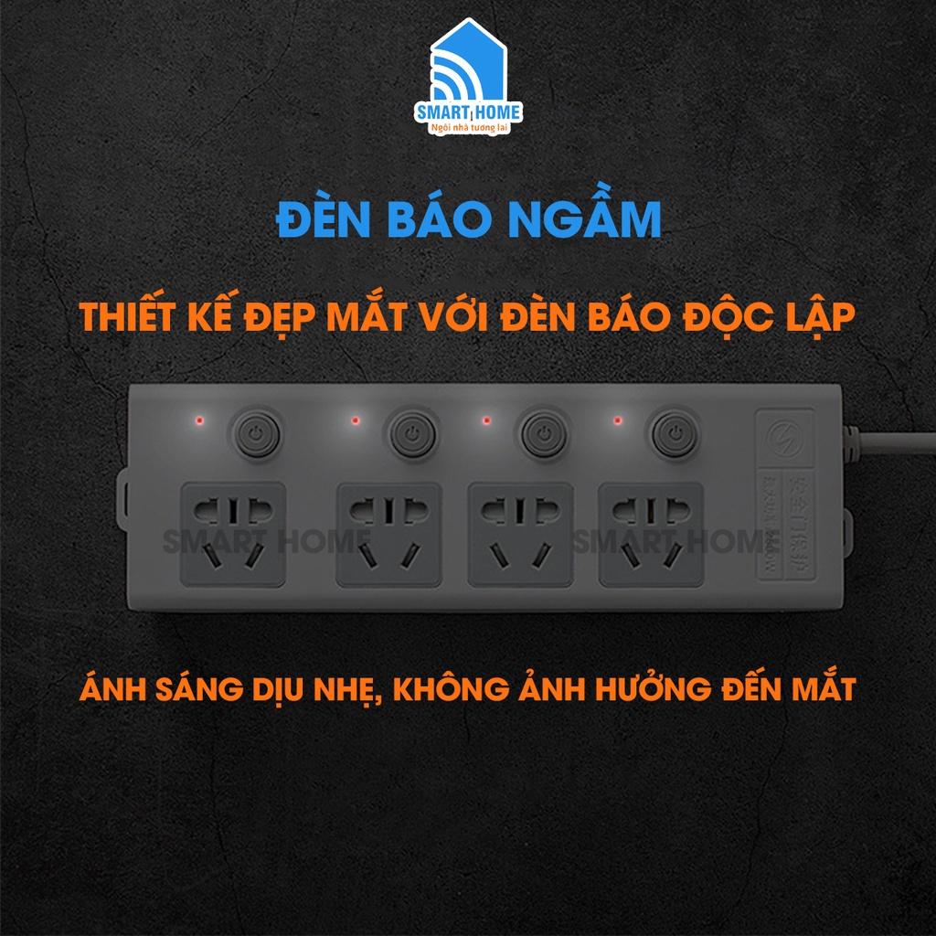 Ổ Cắm Điện Đa Năng Thông Minh, Ổ Điện An Toàn, Chống Giật, Cổng USB 5V, Chịu Tải 2500W, Dây Lên Đến 4.5m