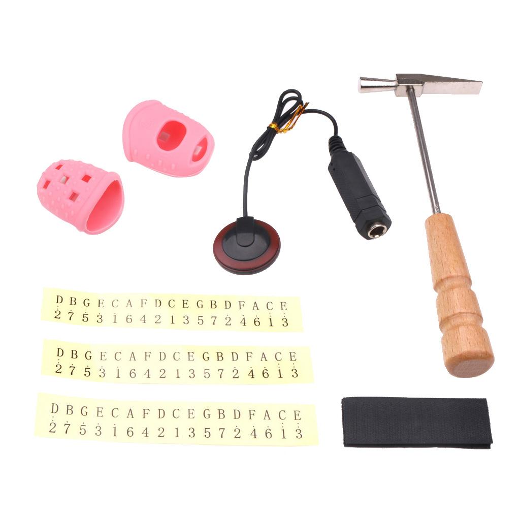 Sunnimix Kalimba Ngón Tay Cái Đàn Piano Chỉnh Dụng Cụ + Đầu Ngón Tay Bảo Vệ + Lưu Ý Miếng Dán + Đón Gót