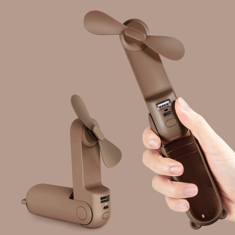 Quạt mini cầm tay Bumas BF03 đa năng hình gấu Bear- Kiêm đèn pin, sạc dự phòng tiện dụng - Không gây ồn – Có thể gấp gọn không dây - Cổng USB sạc nhanh 3 giờ - Hoạt động 24 giờ bền bỉ - Hàng chính hãng