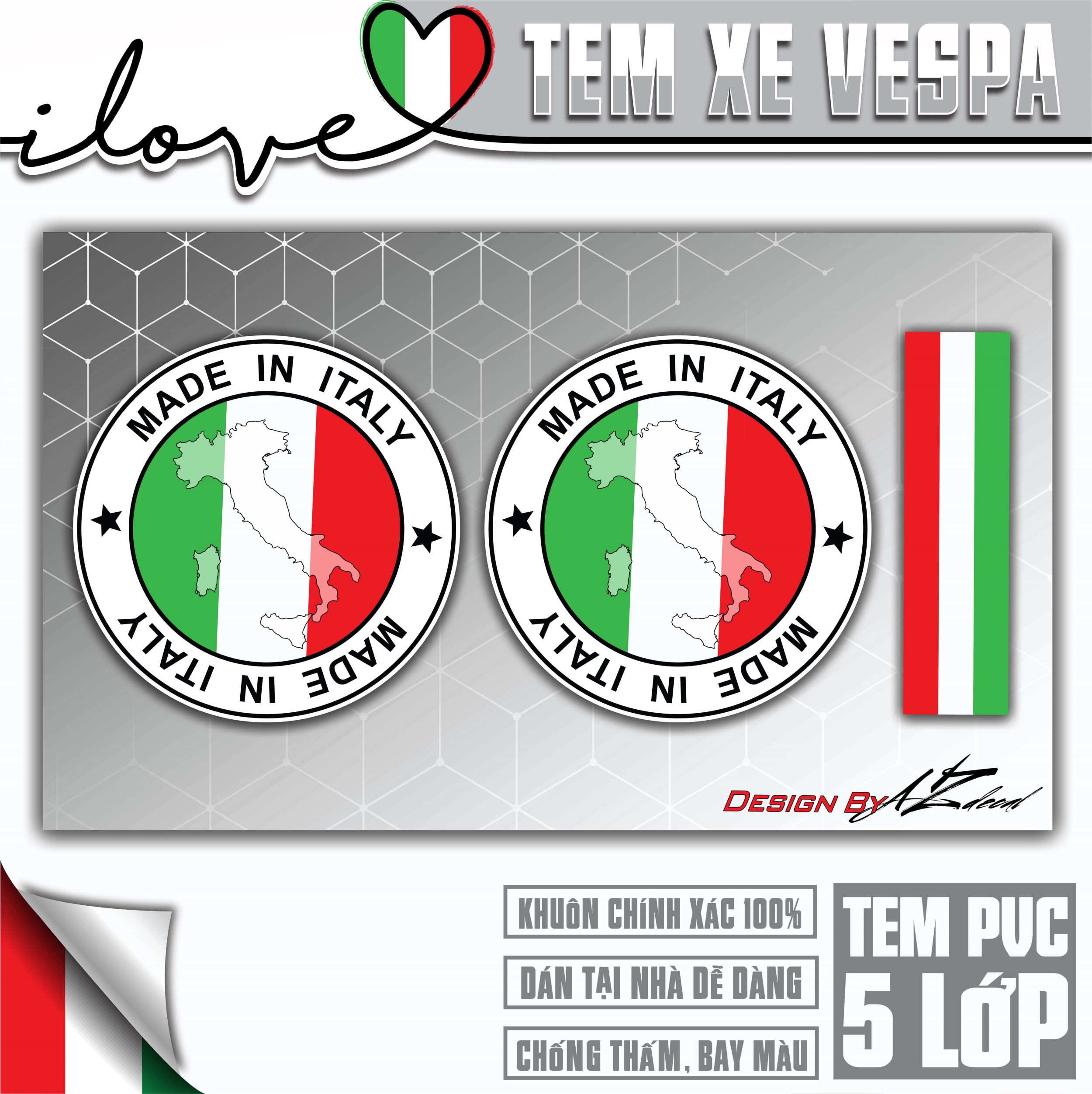 Tem Xe Vespa Sprint / Primavera / LX / GTS Mẫu Italy | VP03 | Decal Dán Xe Cắt Sẵn, Chống Nước, Chống Phai Màu