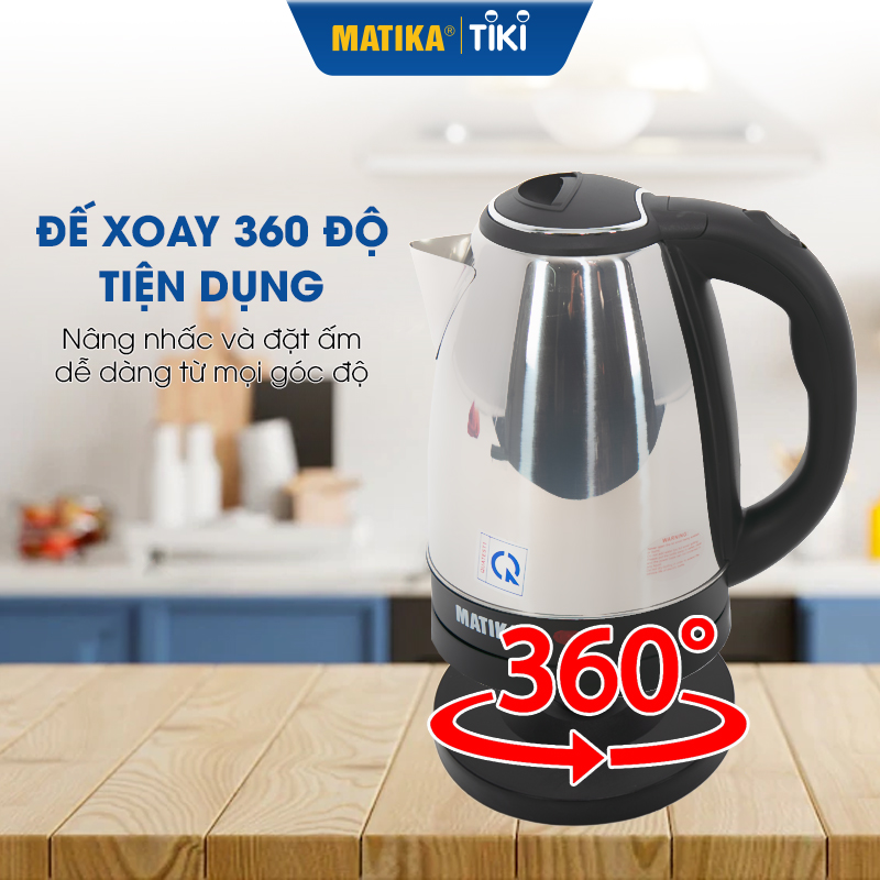 Ấm Siêu Tốc MATIKA Inox 1.5L MTK-15 - Hàng chính hãng