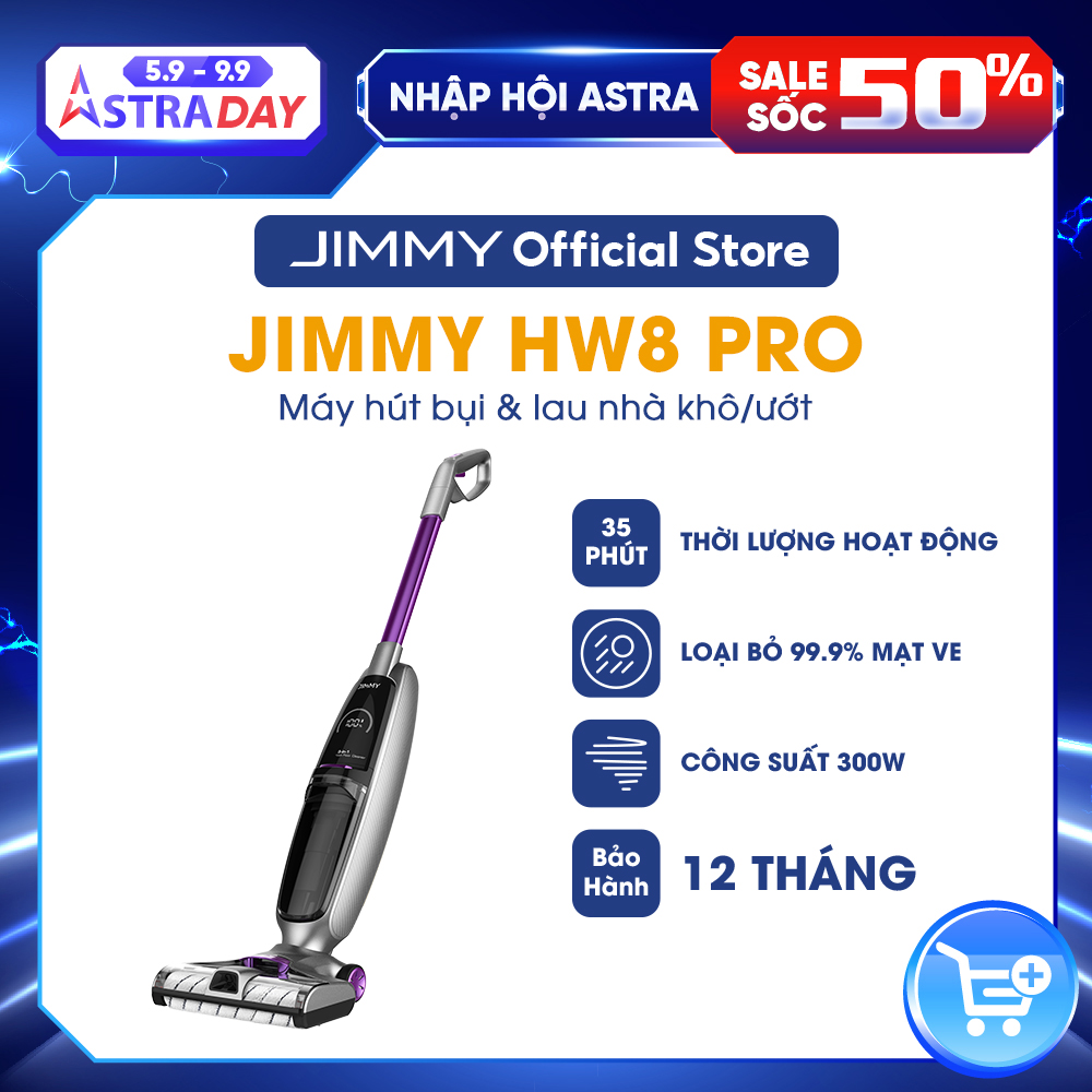 Máy Hút Bụi Lau Sàn Cầm Tay JIMMY HW8 Pro Lực Hút Mạnh Thời Lượng Hoạt Động Đến 70 Phút - Hàng Chính Hãng - Bảo Hành 12 Tháng