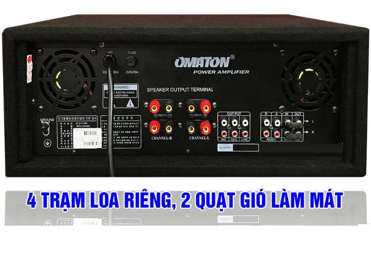 Amply Bluetooth Karaoke OMATON 9600 - Ampli Sân khấu công suất lớn 1000w,  tích hợp lọc xì, 10 micro, Echo kỹ thuật số, Có cổng Sub - Hàng chính hãng