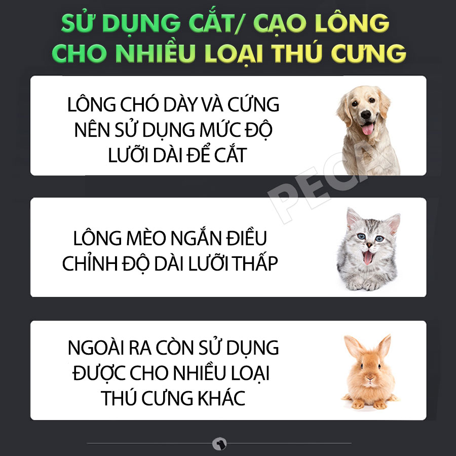 Tông đơ cắt tỉa lông thú cưng Kemei KM-CW10 điều chỉnh 2 mức tốc độ công suất mạnh 8W sạc nhanh USB chuyên nghiệp phù hợp cắt lông chó, mèo