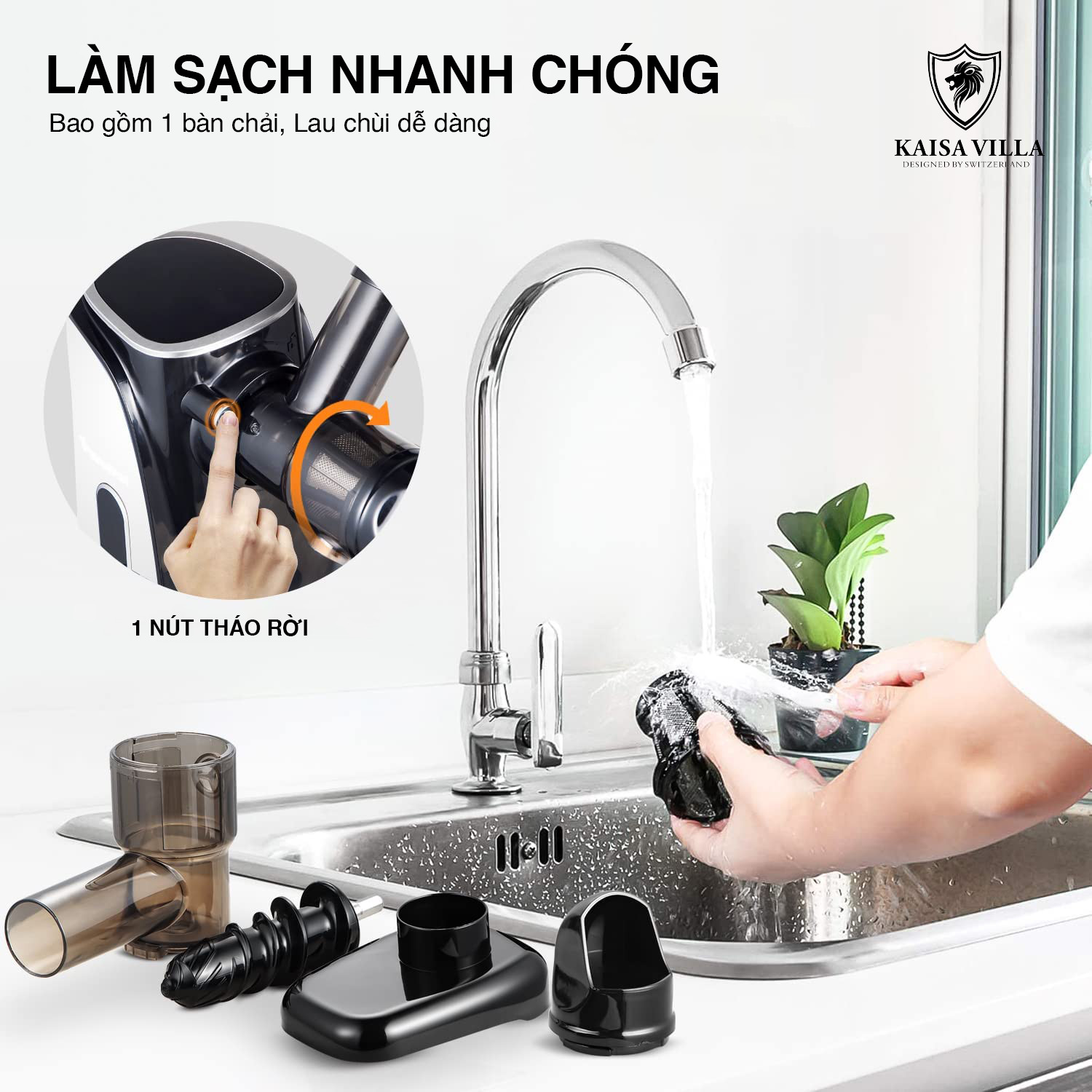 MÁY ÉP HOA QUẢ TỐC ĐỘ CHẬM TRỤC NGANG KAISA VILLA MODEL KV-ZS168 - HÀNG CHÍNH HÃNG