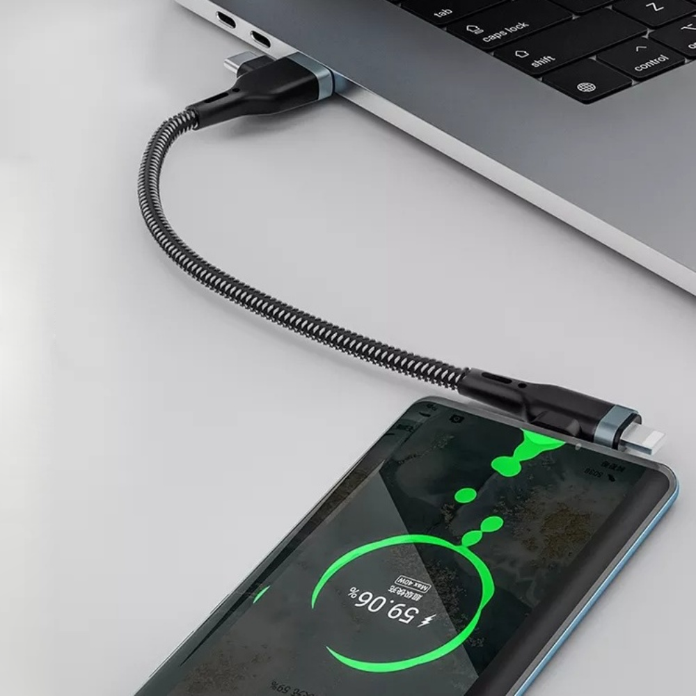 Dây cáp sạc nhanh 60W đa năng 4 in 1 USB C + USB A ra đầu sạc Type C + sạc Light cho iPhone iPad hiệu WIWU PT06 - Hàng nhập khẩu