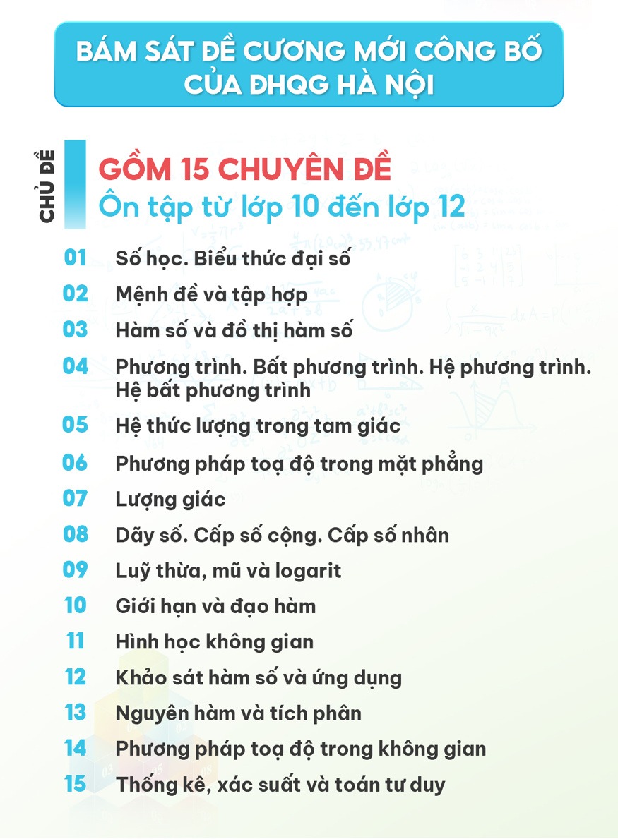 Sách ôn thi đánh giá năng lực Hà Nội HSA 2025 - Tổng ôn phần toán học và xử lý số liệu Moonbook