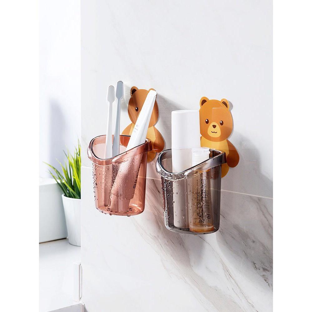 Cốc gấu đựng bàn chải kem đánh răng, Cốc gấu dán tường siêu dính