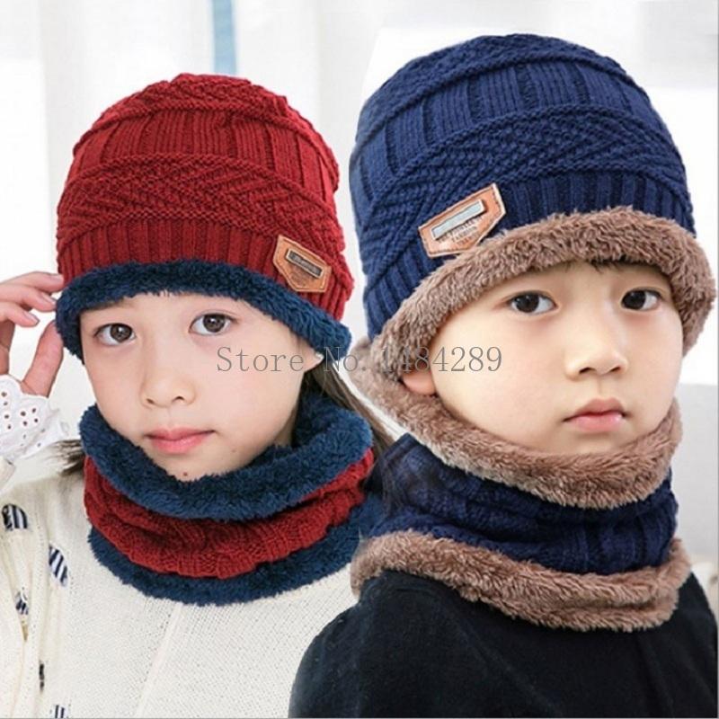 2 Cái/bộ Dệt Kim Khăn Mũ Trẻ Em Băng Đô Cài Tóc Turban Gọng Bò Bông Lông Mũ Bé Gái Bé Trai Thun Thu Đông Mềm Mại Ấm Áp nón Lưỡi Trai