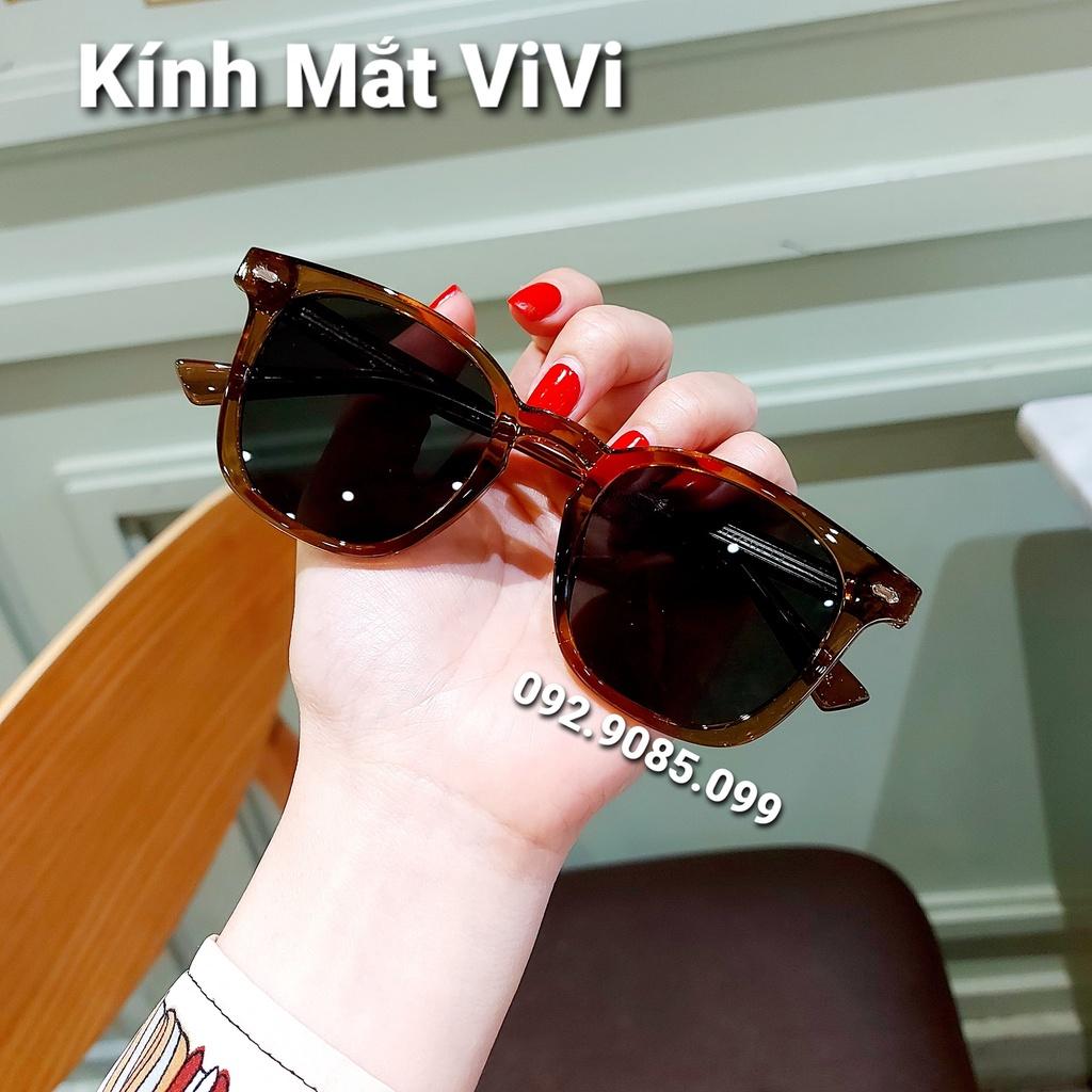 Kính râm nam nữ dáng vuông gọng nhựa cốt kim loại nhẹ nhàng dễ đeo V6172