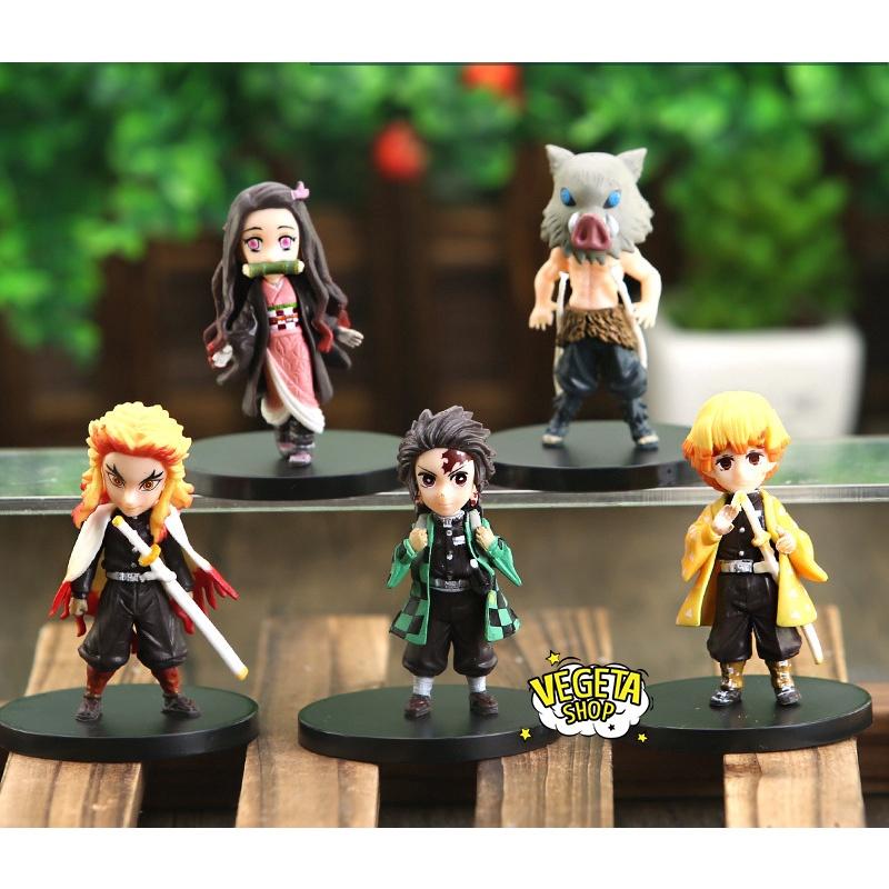 Mô hình Kimetsu No Yaiba - Mô hình thanh gươm diệt quỷ - Set 5 mẫu Tanjiro Nezuko Zenitsu Inosuke Rengoku - Cao 7,5cm