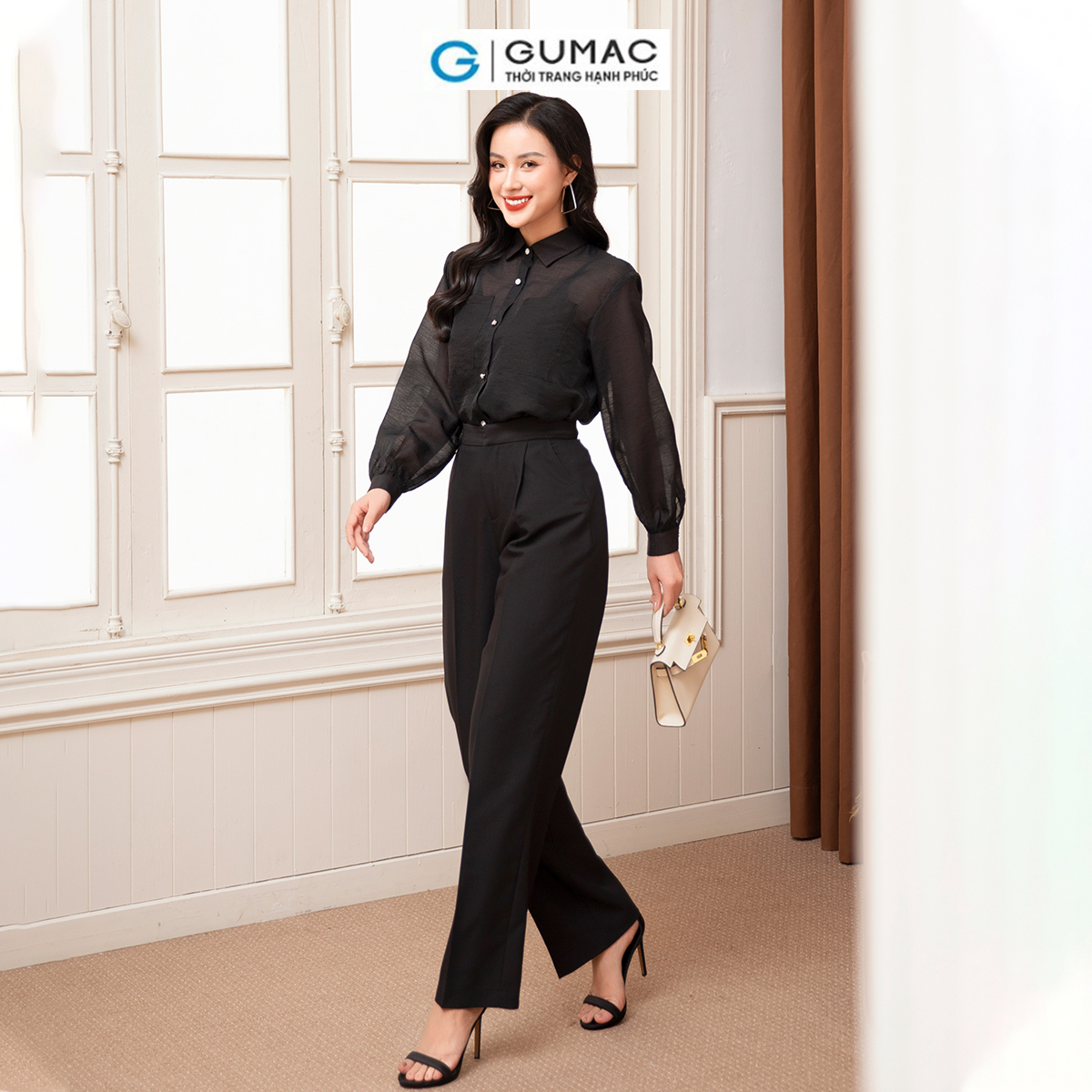 Quần ống suông xếp ly thời trang GUMAC QD10016