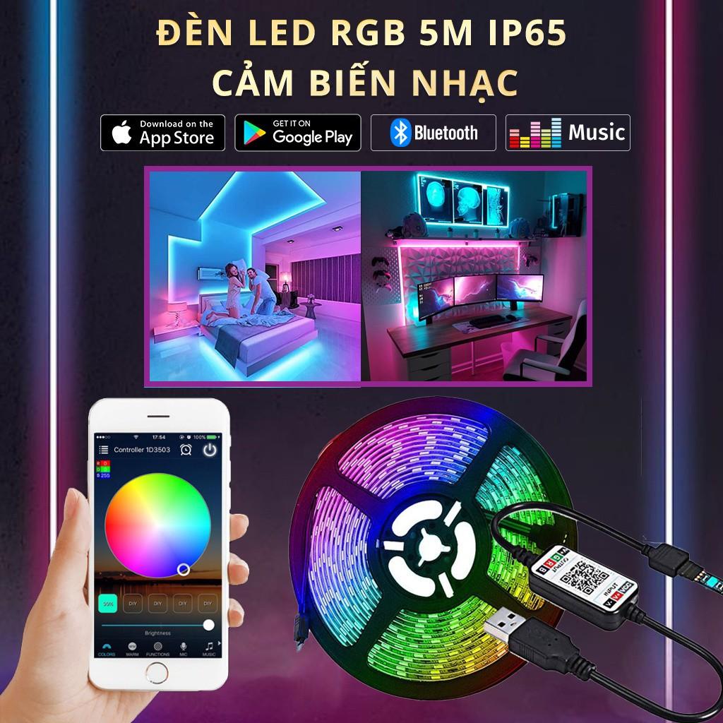 Đèn Led Tiktok 5m 5050RGB Mix DIY Trên 50 Màu Trang Trí Phòng Ngủ Nháy Theo Nhạc Sử Dụng App