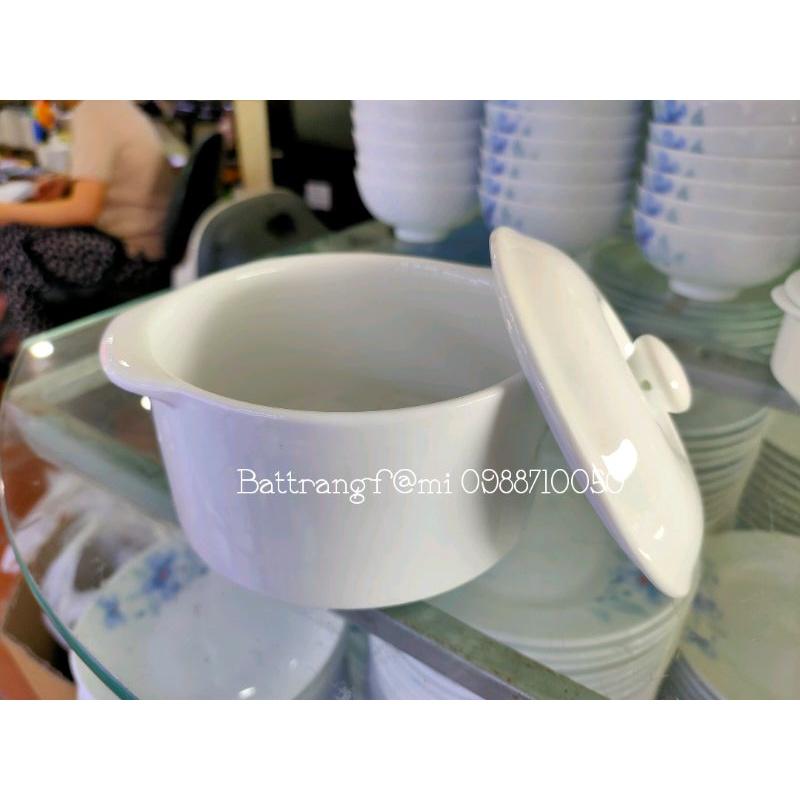 Thố chưng yến sứ trắng Bát Tràng