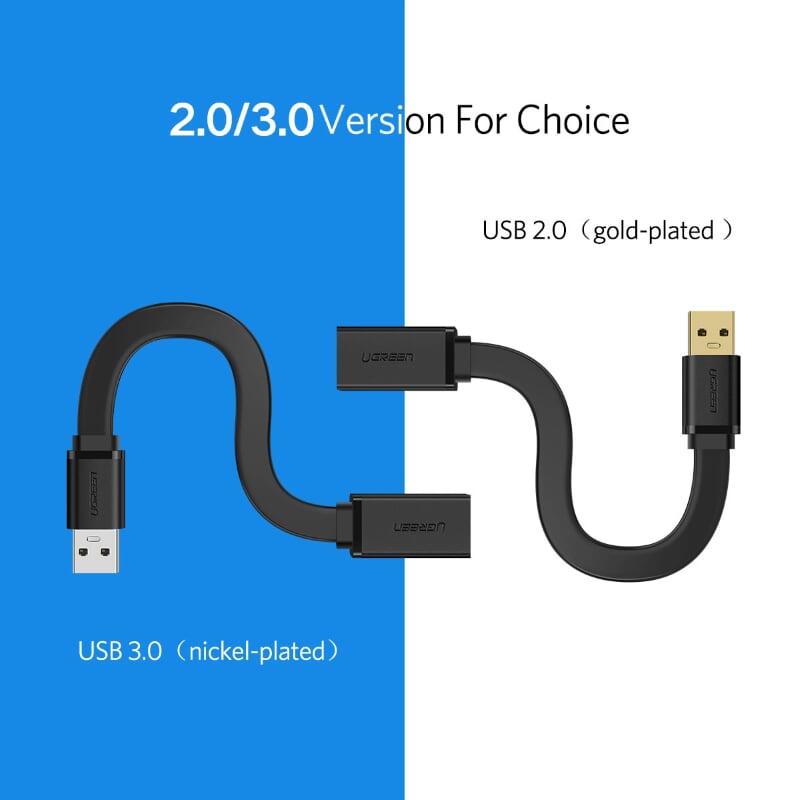 Ugreen UG30128US129TK 0.5M màu Đen Cáp tín hiệu nối dài USB 3.0 dáng dẹt cao cấp - HÀNG CHÍNH HÃNG