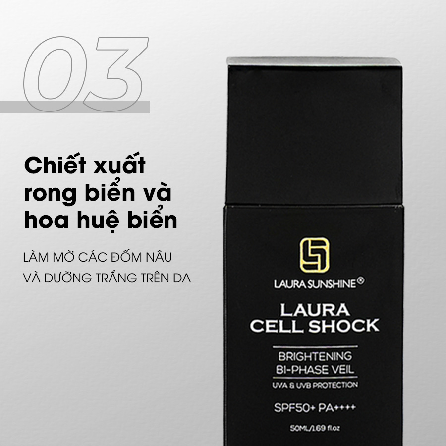 Kem chống nắng tế bào gốc Laura Sunshine Cell Shock Brightening Bi-Phase Veil SPF50+ PA++++ 50ml