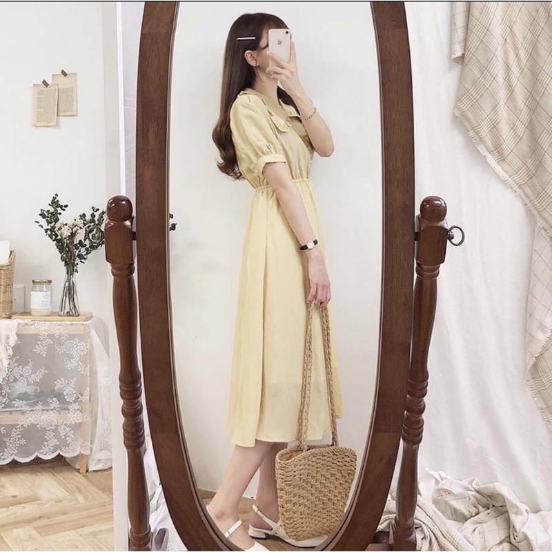 VÁY MIDI VÀNG CỔ SEN