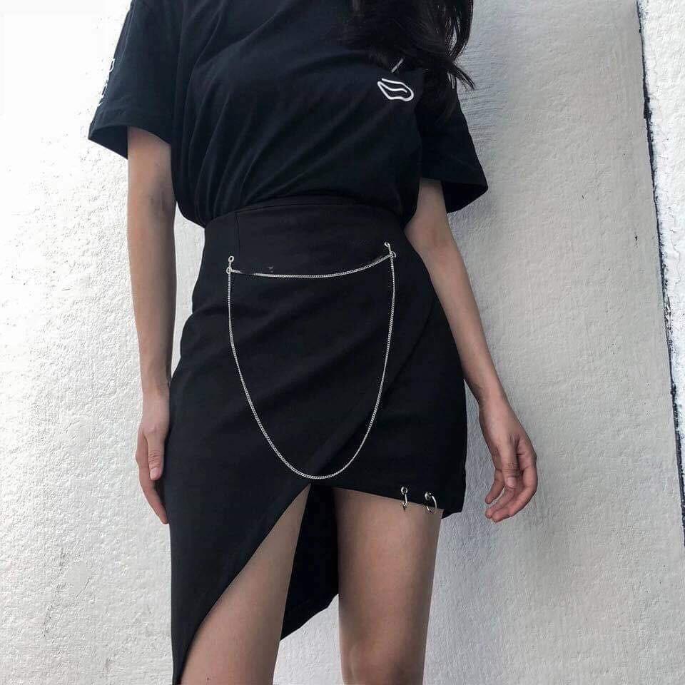 Chân Váy Lệch Tà Phối Xích <55kg