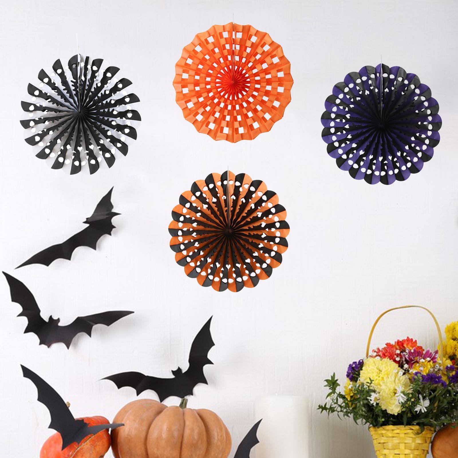 Hanging Paper Fans Photos Backdrop Paper Lanterns for Halloween Event Wall
