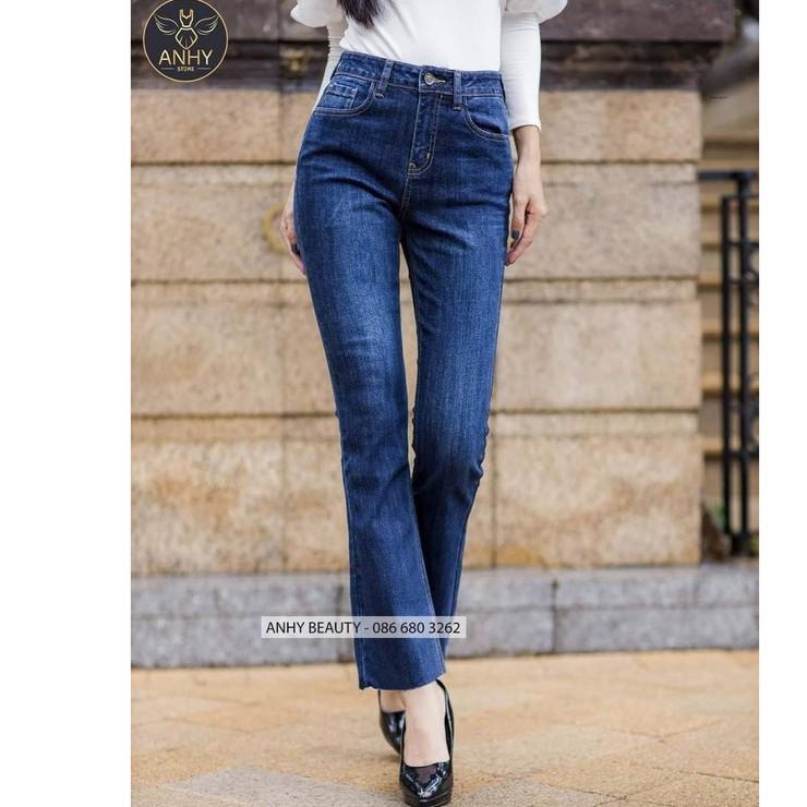 Quần jean ống loe nữ cạp cao. lưng siêu cao túi trước hàng VNXK - bigsize