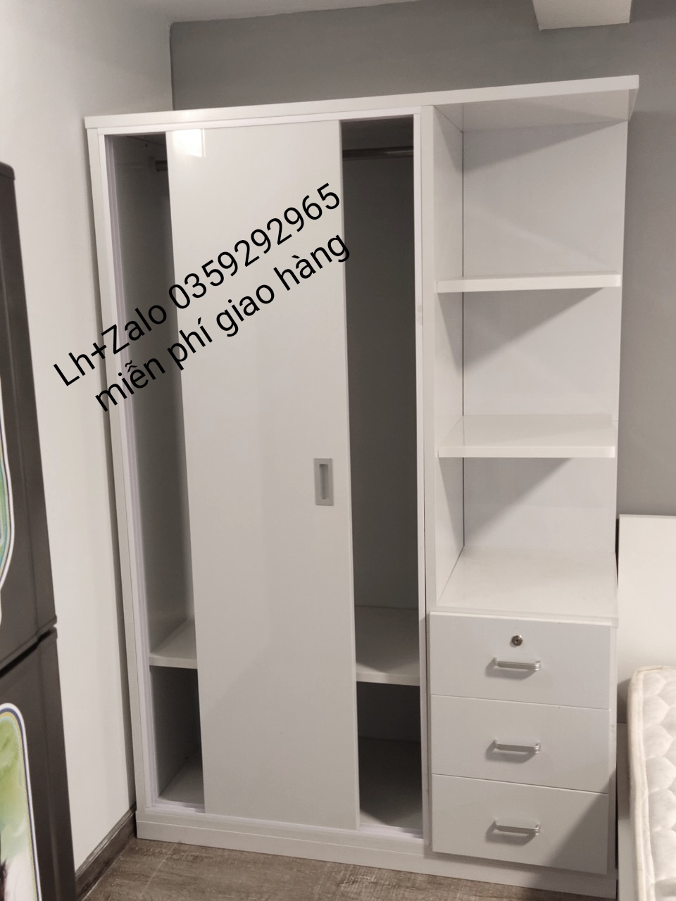 Tủ nhựa đài Loan 2 cánh 1 kệ cửa lùa