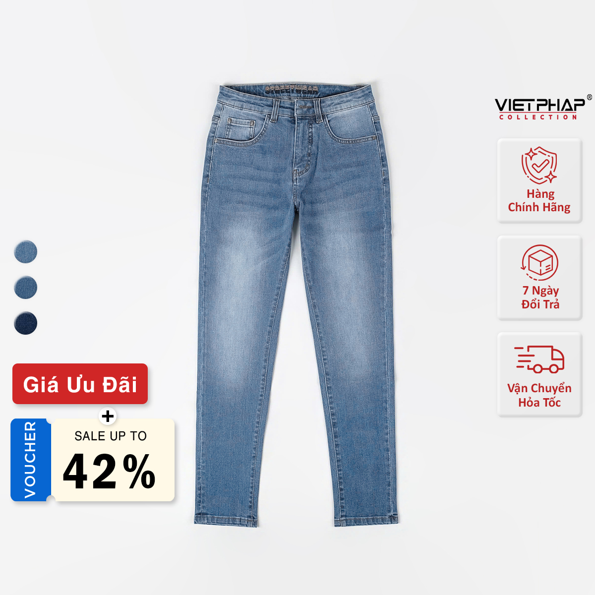 Quần  Jeans Nam VIỆT PHÁP/ Chất Cotton Cao Cấp , độ bền màu cao 3613