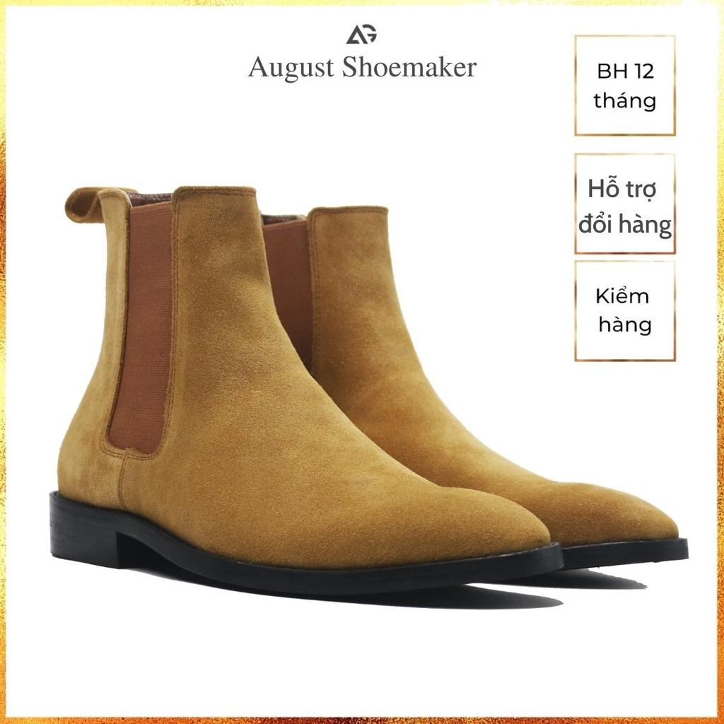 Giày Chelsea boots nam da lộn nâu, da bò cao cấp nhập khẩu handmade August shoes AG1V