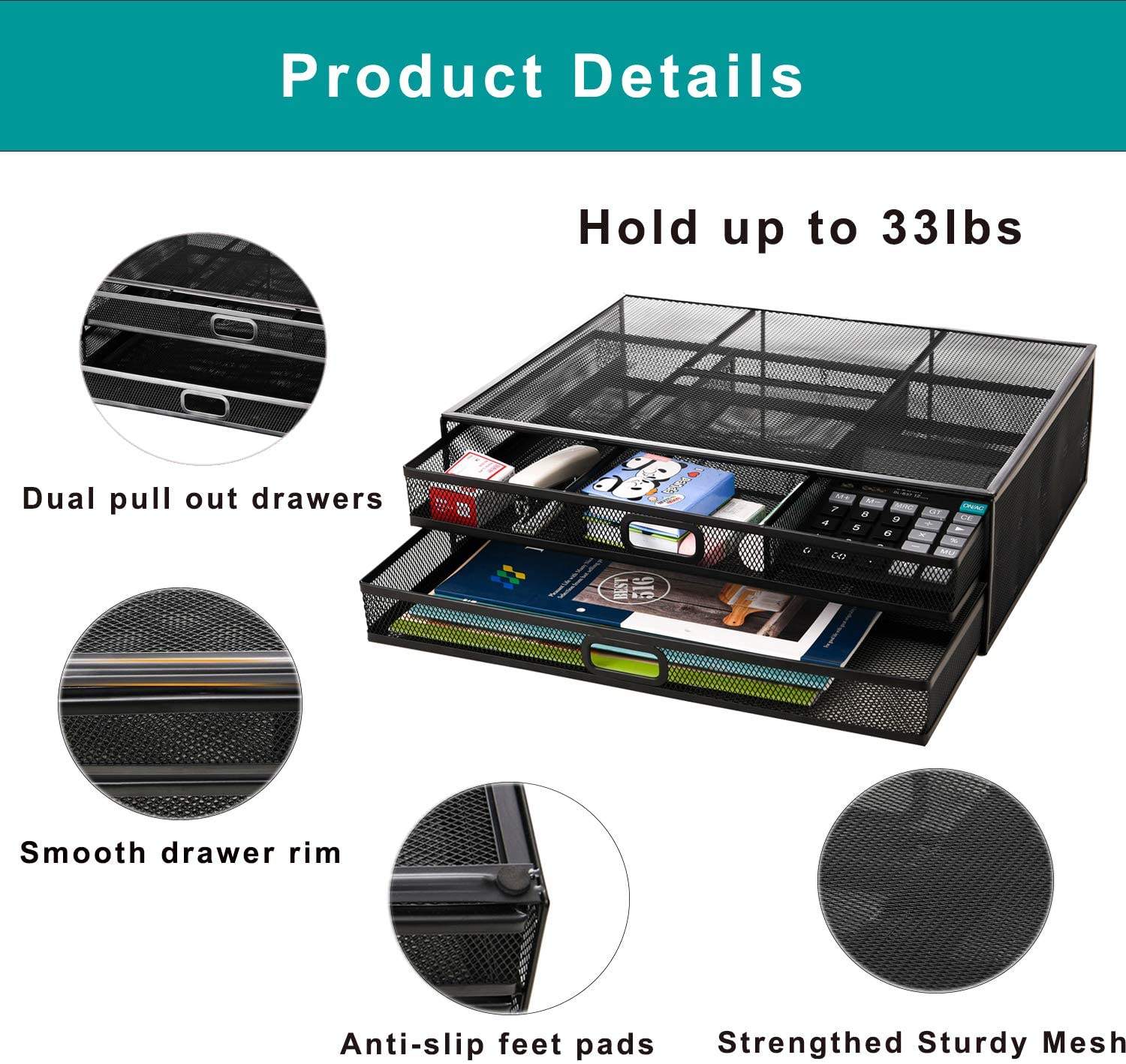 Kệ màn hình máy tính có ngăn kéo 2 tầng Monitor Stand Riser with Drawer