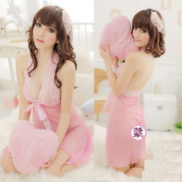 Áo Choàng Ngủ Nữ SexyFREESHIPVáy Ngủ Nữ Ren Xuyên Thấu Xẻ Trước{ Tặng kèm quần lọt khe)  *