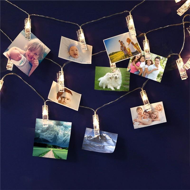 Creative Lamp Clip Chains Flash Photo Wall Decoration Lamp for Birthday