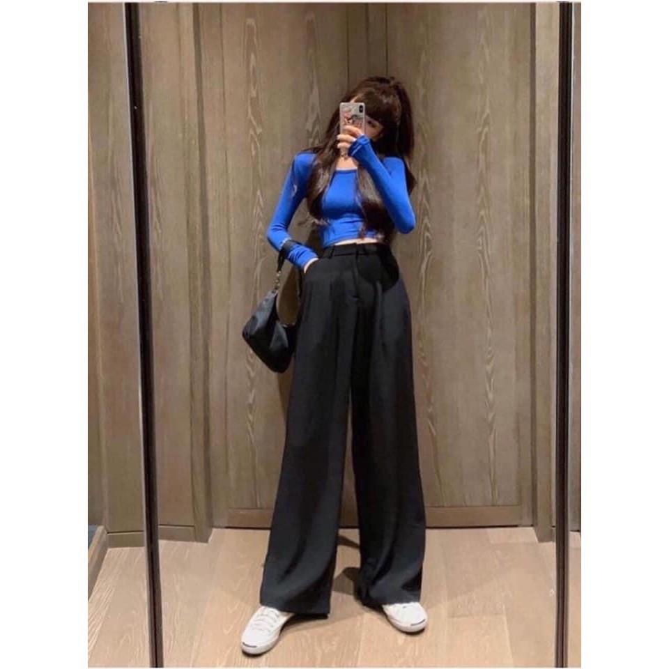 Quần ống rộng culottes suông dài 100cm