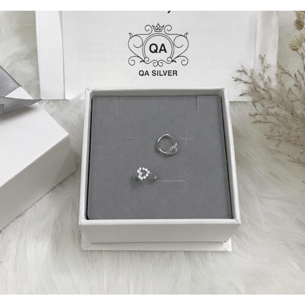 Khuyên tai bạc 925 tròn trái tim bông đính đá kẹp sát vành S925 HEART Silver Earrings QA SILVER EA220607