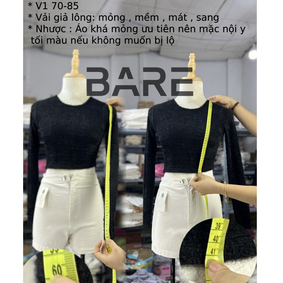 Áo Croptop Tay Dài Ôm Body Cổ Tròn Và Cổ Vuông Chất Liệu Lông Mềm Quyến Rũ - AO089