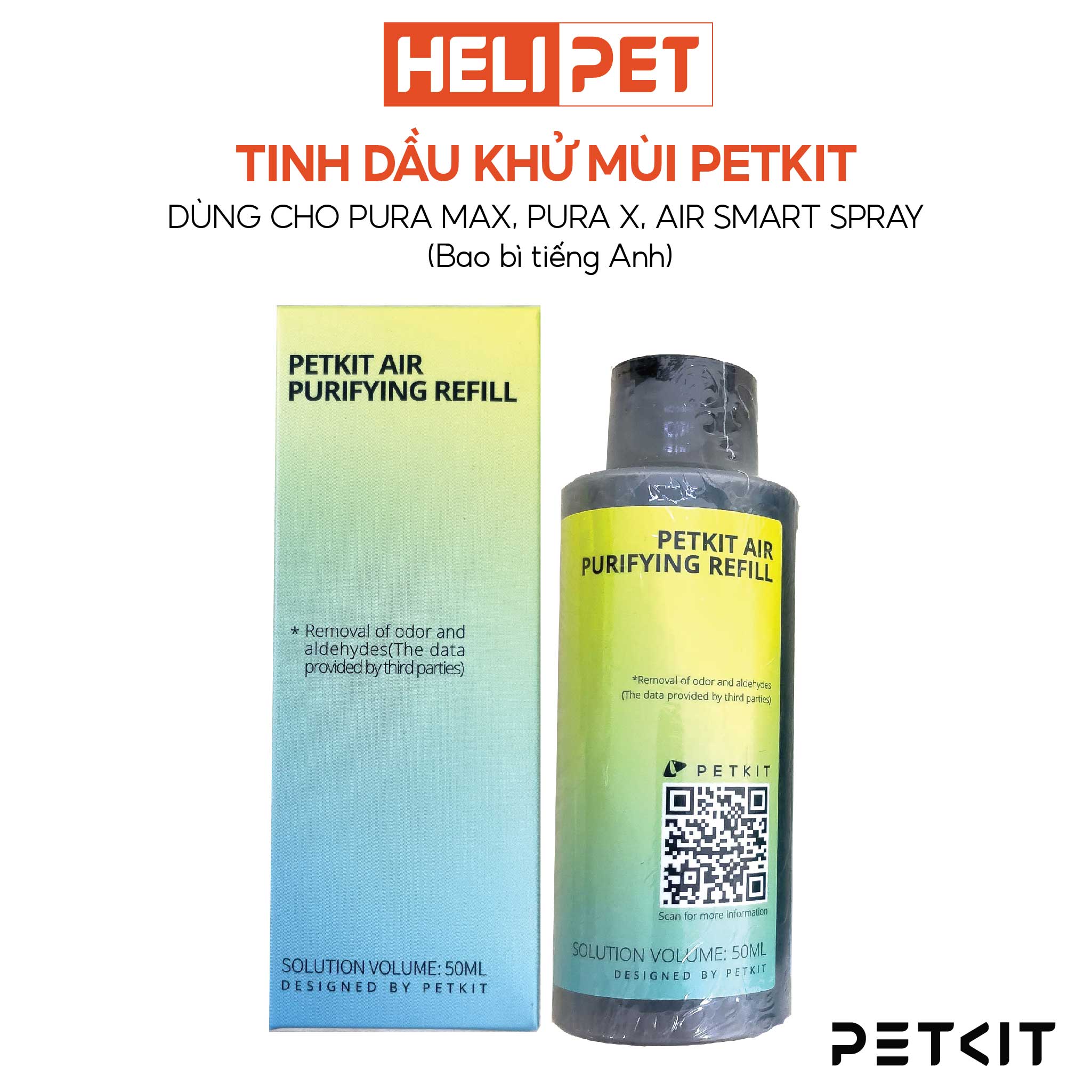 COMBO 2 Chai Dung Dịch Khử Mùi Dùng Cho Máy Vệ Sinh Cho Mèo Petkit Pura Max- HeliPet