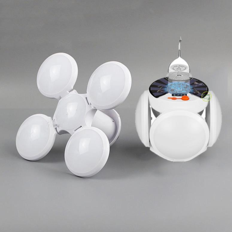 Bóng Đèn Led 4 Cánh 5 BÓNG Năng Lượng Mặt Trời, Đèn Siêu Sáng Tích Điện Ngoài Trời, sạc tích điện .