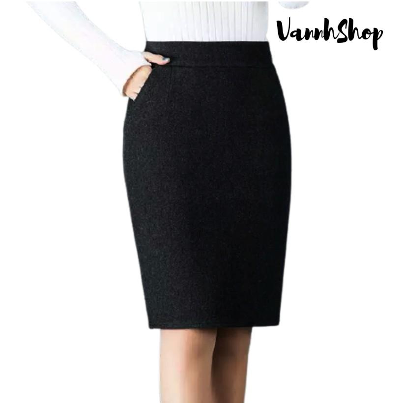 Chân váy nữ váy bút chì có túi lưng cao, dài 53cm chất vải kaki thun co giản tốt thoáng mát khi mặc - New Design CV0019