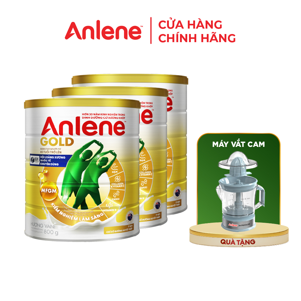 Combo 3 TPBS Anlene Gold hương vani 800g tặng máy vắt cam