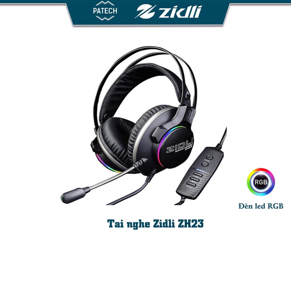 Tai nghe Gaming cao cấp ZIDLI ZH23 Mic 360 Ánh sáng Real RGB, Âm thanh vòm Sound 7.1 - Hàng Chính Hãng