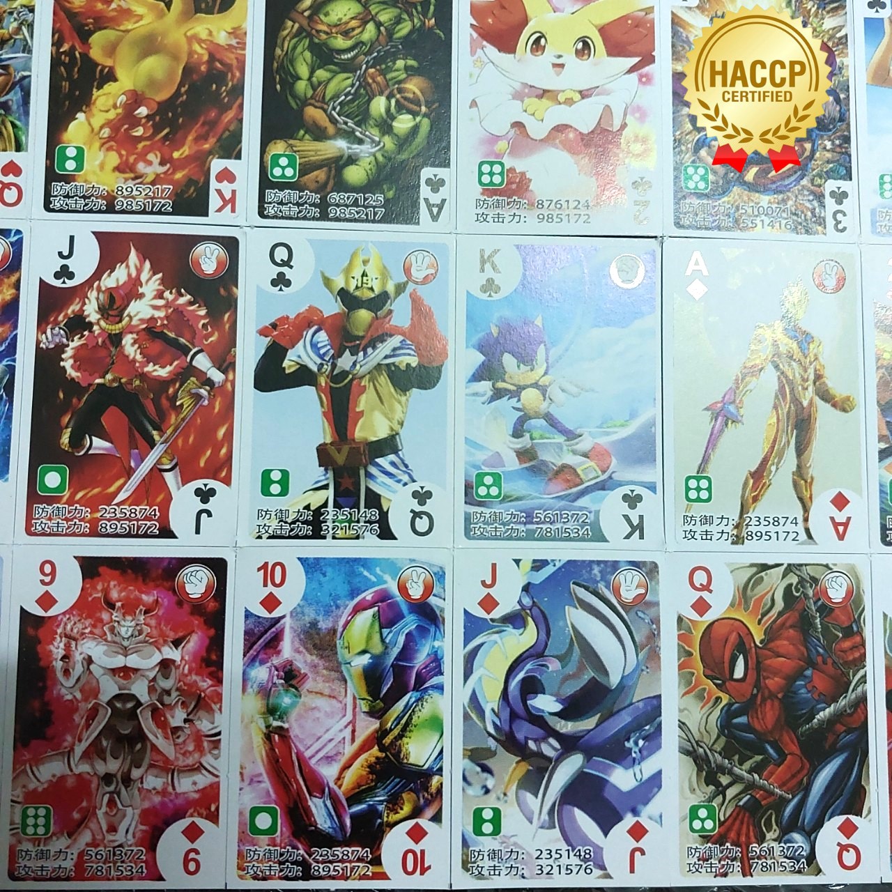 Bộ bài Poker tây 54 lá hình Anime MIX Pokemon Kamerider PowerRanger 1673 1-4-1