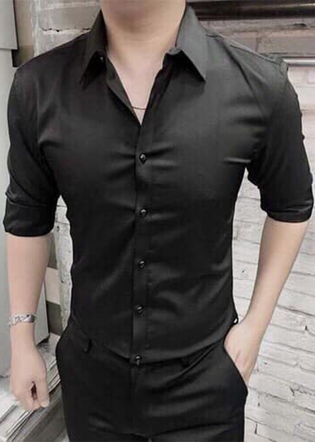 Áo Sơ Mi Nam Cổ Bẻ Đen DENBE98