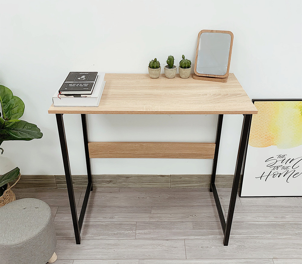 bàn làm việc chân sắt - vàng nhạt