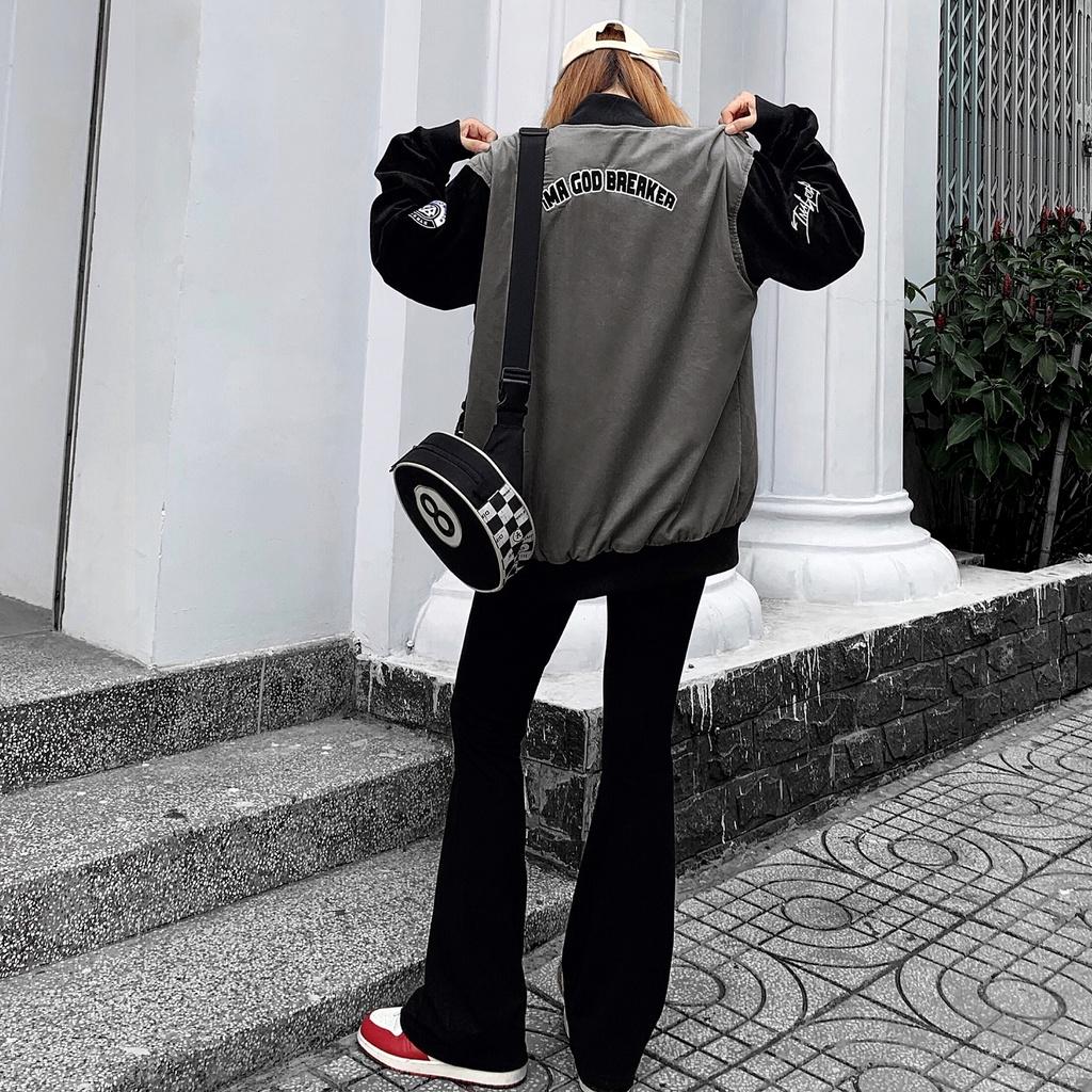 Áo Khoác Bomber Unisex Black White Varsity local brand iMA God Breaker