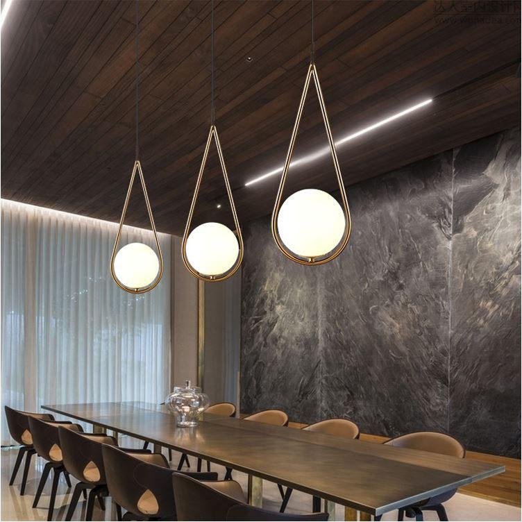 Combo đèn thả LAMES chao thủy tinh địa cầu, khung mạ vàng hình giọt nước - kèm bóng LED chuyên dụng .