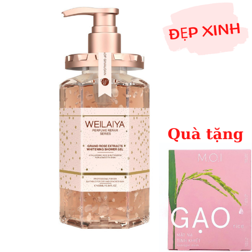 Sữa Tắm Trắng Da Tủy Mật Hoa Hồng Damask WEILAIYA Tặng Kèm Mặt Nạ Gạo MOI