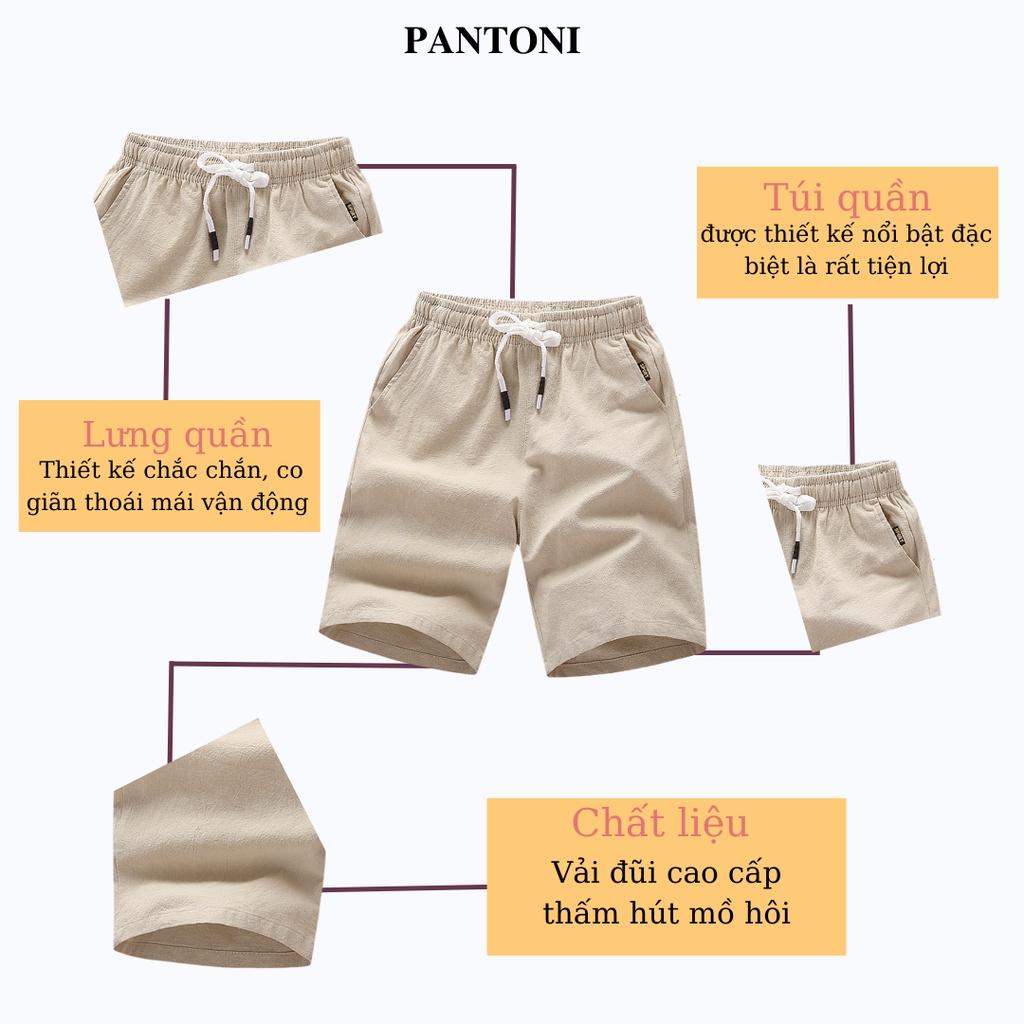 Quần short nam Pantoni chất đũi mềm mát, quần ngố nam chuẩn form cạp chun dây rút(SD79
