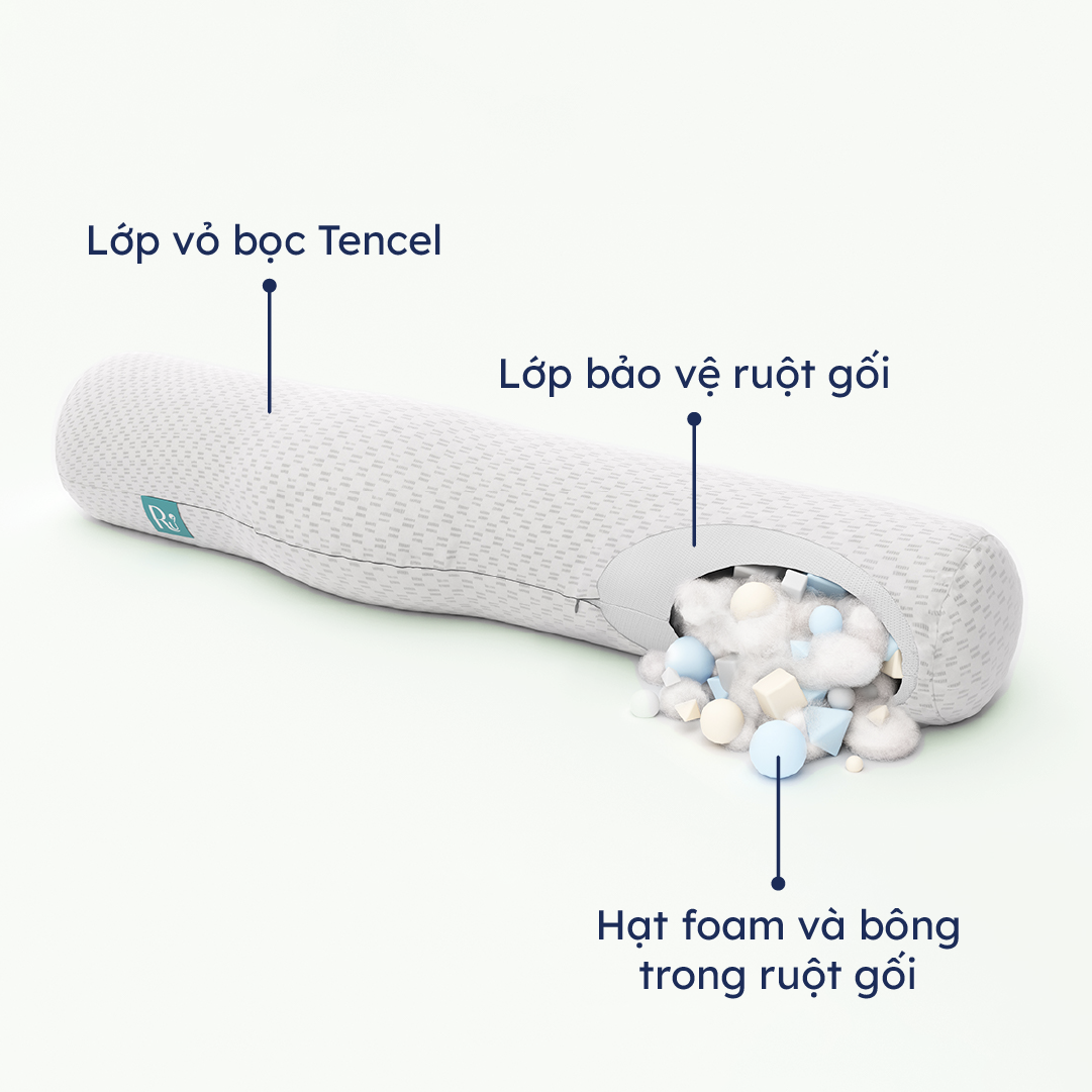 Gối Ôm Công Thái Học Cao Cấp Ru9 - Phiên Bản Mới | Chất Liệu Foam Mềm Mại | Chống xẹp | Đem Lại Giấc Ngủ Ngon