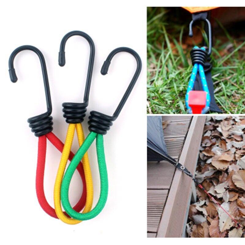 1PC Tent Peg Bend Hook Camping Accessory Stretchable Elastic Pull Rope Outdoor Camping Deck Fixing Cord Hook 15cm Durable